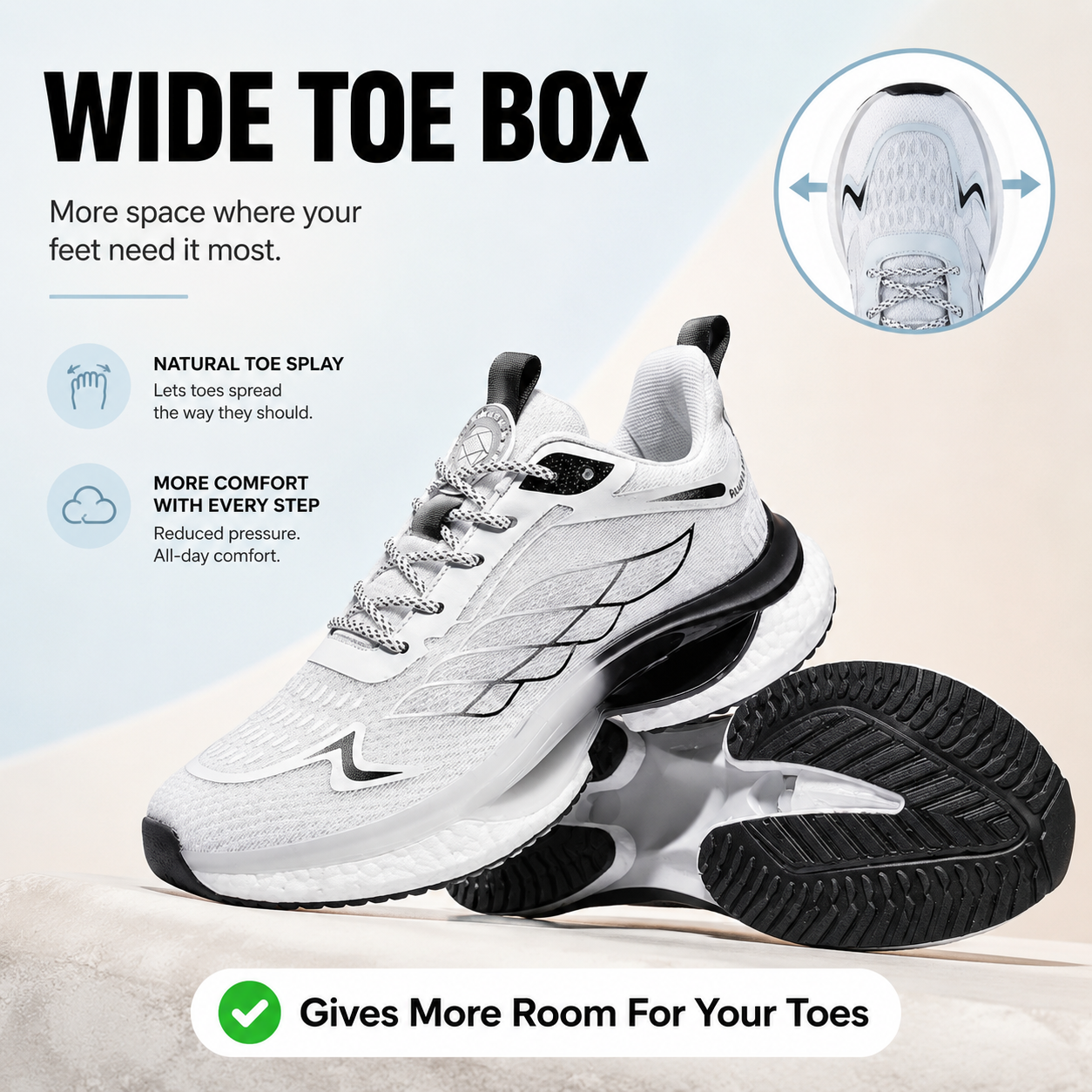 Kestrel - Wide Toe Box, Hands Free & Supportive Walking Shoes